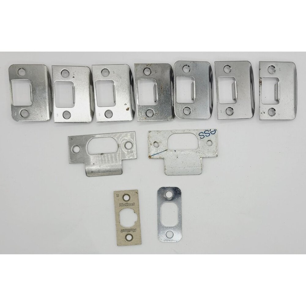 Metal Door Strike Plates & Faceplates Silver Finish Mixed Lot Of 11